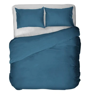 Afbeelding van Dekbedovertrek Kayori Kiyo Donkerblauw Tencel 240 x 200 / 220 cm Lits Jumeaux