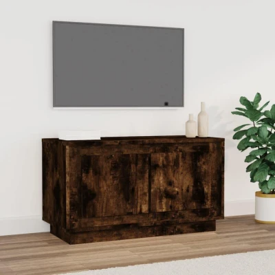 Afbeelding van Tv meubel 80x35x45 cm bewerkt hout gerookt eikenkleurig