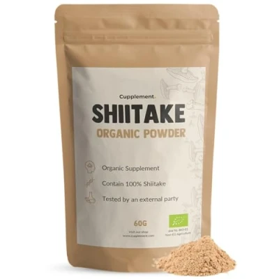 Afbeelding van Cupplement Shiitake Poeder 60 Gram Mushroom Biologisch Gratis Scoop Paddenstoelen Sporen Superfood Shitake Geen Extract of Capsules Lentinula Edodes Supplement