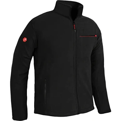 Afbeelding van ACE Fleecejack Warme outdoorjas voor heren Herenjas zonder capuchon Ritssluiting &amp; drie zakken Zwart L
