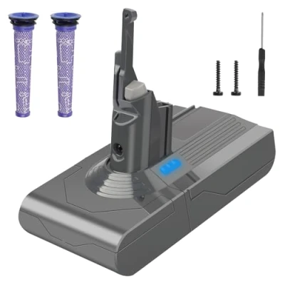 Afbeelding van Waitley Vervangende accu voor Dyson V8 van 6000 mAh, compatibel met Absolute Animal Pro Fluffy Motorhead handstofzuiger + 2 stuks filters
