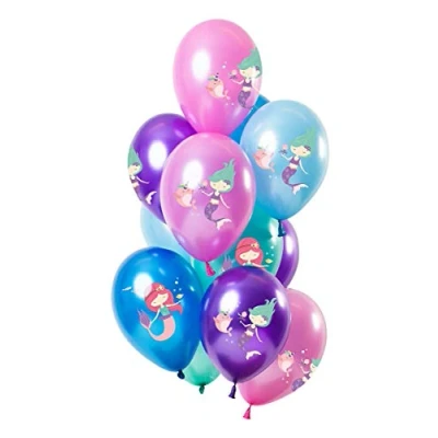 Afbeelding van Zeemeermin Ballonnen roze blauw paars 30cm 12 stuks