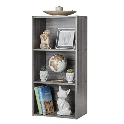 Afbeelding van Iris Ohyama, Kledingkast met 3 planken / Houten bak Boekenkast Bijzetkast, Modulair, Design, kantoor, woonkamer, slaapkamer Basic Storage Shelf CX Grijs Eiken