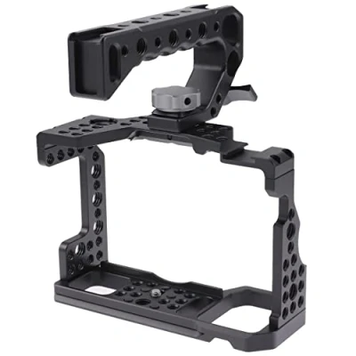 Afbeelding van Hersmay A7III A9 kooi met handvat aan de bovenkant, aluminium camerakooi voor Sony A7III/A7RIII/A9/A7II spiegelloze camera, Vlogging Video opnamen Filmmaking Rig Stabilizer 1/4&quot; montage en 3/8&quot;
