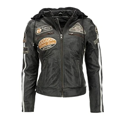Afbeelding van Urban Leather 58 DAMESmotorjas met beschermende vulling, Breaker, XL, donkergrijs
