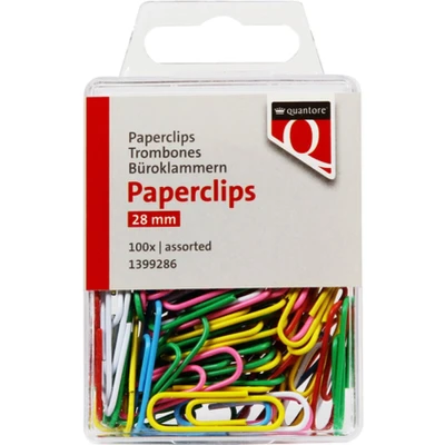 Afbeelding van Paperclip 28mm 100 stuks assorti