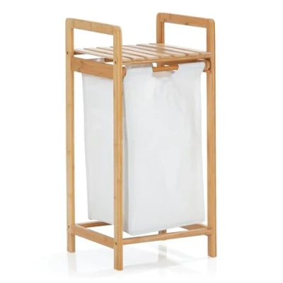 Afbeelding van LUMALAND bamboe wasmand 33 x 73 cm wit
