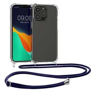 Afbeelding van kwmobile telefoonhoesje geschikt voor Apple iPhone 13 Pro Hoesje met telefoonkoord Back cover in blauw / transparant