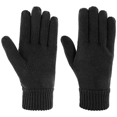 Afbeelding van Lipodo Thinsulate 3M Handschoenen Dames/Heren vingerhandschoenen gebreide met voering voor Herfst/Winter L zwart