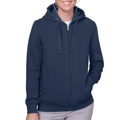 Afbeelding van HRM Dames Premium Capuchonjack, Navy, Maat XS I Fair Trade Jas met Capuchon, 320 g/m² Gemaakt van 70% Katoen &amp; 30% Gerecycled Polyester