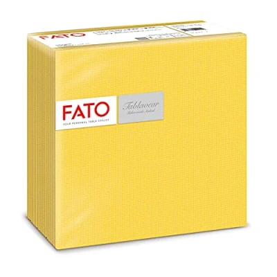 Afbeelding van Fato Droogpapieren servetten, airlaid, stof effect, verpakking met 50 afmetingen 40 x gevouwen in 4, kleur geel schaduw