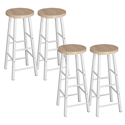 Afbeelding van WOLTU Barkruk, 4 stuks, bistrokruk, barstoel, frame van stevig staal, oppervlak MDF, licht eiken