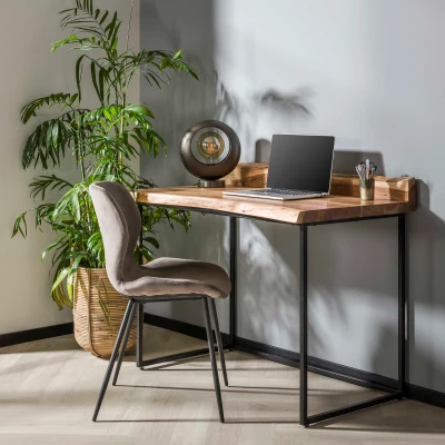 Afbeelding van Hoyz Bureau Live Edge 110x60x76 Hout Metaal Onderstel Bruin