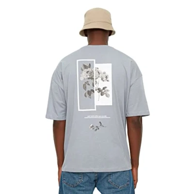 Afbeelding van Trendyol TMNSS21TS1223 Volwassenen Mannen T shirt Single pack Grijs 2XL