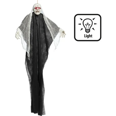 Afbeelding van Halloween/horror thema hang decoratie spook/geest/skelet met LED licht griezel pop 170 cm Feestdecoratievoorwerp