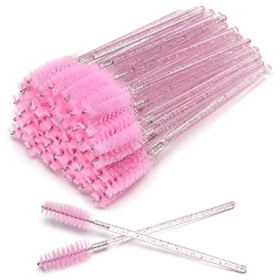 Afbeelding van 50 STKS Wegwerp Wimper Borstels Mascara Wands Eye Lash Wenkbrauw Applicator Cosmetische Make up Borstel Tool Kits (kristal roze)