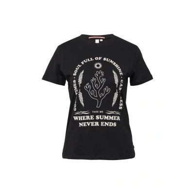 Afbeelding van QS Tshirt print, Dames, Maat: Large, Schwarz
