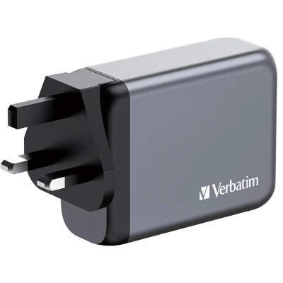 Afbeelding van Verbatim Ladeadapter, Universal, GNC 100, GaN, 100W, grau 1x USB A QC, 3x C PD, Retail