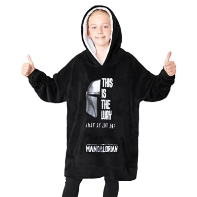 Afbeelding van Disney The Mandalorian kindertrui met capuchon, XL trui van fleece, Baby Yoda, Zwart, Eén maat (Zwart)