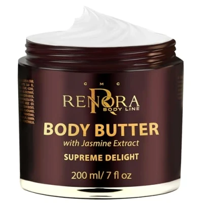 Afbeelding van RENORA Supreme Delight I Body Butter Hydraterende Cream Hydraterend en Voedend Jasmijn Aroma Vitaminen E+C+F Hyaluronzuur Ureum 200 ML