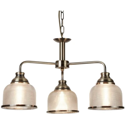 Afbeelding van Searchlight Hanglamp Bistro II, 3 lamps rond, oudmessing
