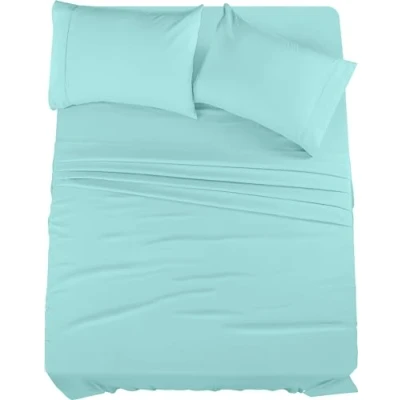 Afbeelding van Utopia Bedding Beddengoedset 4 delig beddengoed geborsteld microvezel krimp en vervagingsbestendig gemakkelijk te onderhouden (volledig, spa blauw)