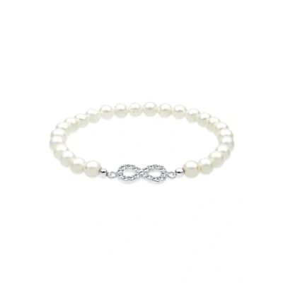 Afbeelding van Elli Dames Elegant Oneindigheidssymbool met Schelpkern Parels en Kristallen in 925 Sterling Zilver