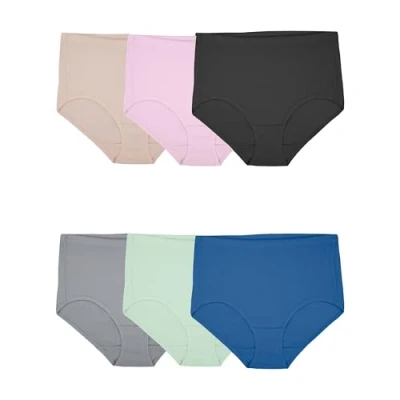 Afbeelding van Fruit of the Loom Ademend damesondergoed, vochtafvoerend houdt je koel en comfortabel, verkrijgbaar in grote maten, Katoen Mesh Slip 6 Pack Kleuren kunnen variëren, 10