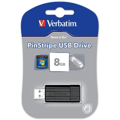 Afbeelding van Verbatim Pinstripe Usb 2.0 Stick, 8 Gb, Zwart stick