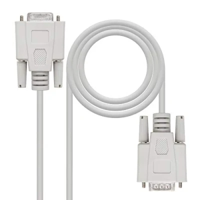 Afbeelding van NanoCable 10.14.0502 seriële RS232 nulmode communicatiekabel, DB9/M DB9/H, stekker op bus, beige, 1,8 m