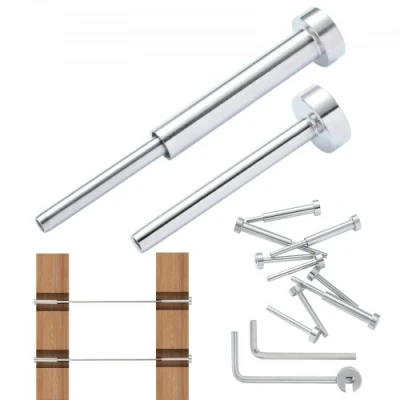 Afbeelding van VEVOR onzichtbare kabelrailset, 20 stuks, ontvanger, 1/8 inch, T316 roestvrij staal, inch persspanner voor hout/metalen palen