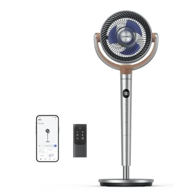 Afbeelding van Dreo Sokkelventilator, 30 m, sokkelventilator voor de hele ruimte, 120 graden + oscillerende ventilator met afstandsbediening/spraak/wifi/Alexa, 8 snelheidsinstellingen, 5