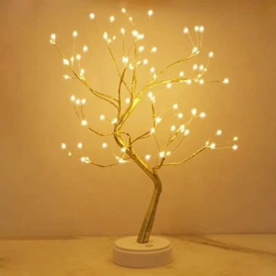 Afbeelding van LED boom lichten warm wit USB Bonsai licht verstelbare takken op batterijen decoratieve kleine verlichting interieur decoratie voor Thanksgiving Kerstmis (108 lampkralen)