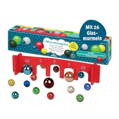 Afbeelding van Moses 38064 Klassiek kspel, speelklassieker met 26 glazen ks en een houten boog, kleurrijk