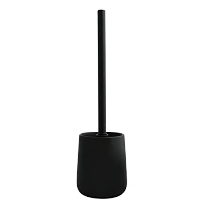 Afbeelding van MSV Toiletborstel in houder/wc borstel Malmo keramiek/rvs zwart 39 x 10 cm Toiletborstels