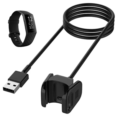 Afbeelding van PHONILLICO Oplader compatibel met Fitbit Charge 4 USB kabel 100 cm vervanging adapter opladen horloge
