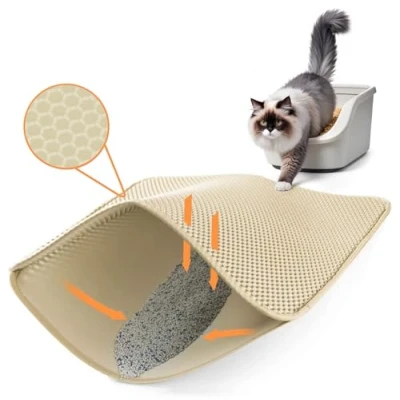 Afbeelding van Ycozy Kattenbakmat 62X42cm Kitty Kattenbakvulling Vangmat voor Kattenbak Honingraat Zwart Gat Design Cat Mat Vanger Waterdicht/Urinebestendig Trapper Gemakkelijk Schoon