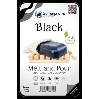 Afbeelding van Seifenprofis 1 kg zwart glycerinezeep, ruwe zeep, zeepbasis (SLS+SCS vrij), 100% veganistisch voor het gieten van zeep zelf