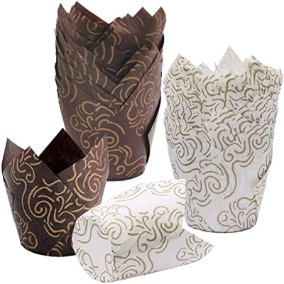 Afbeelding van Youery 100 stuks tulp bakpapier kopjes, cupcake bakvormpjes, papieren bakvormen voor muffin vorm, decoratie cupcakes