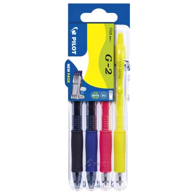 Afbeelding van Gelschrijver Pilot Set2Go Clicker BL G2 7 0.4mm set à 4 stuks neon ass