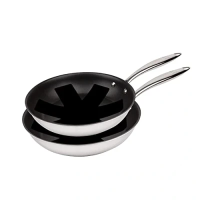 Afbeelding van MasterPro Angert 3 pannenset, 24 en 28 cm, 2 stuks, roestvrij staal, drielaagse antiaanbaklaag, ergonomische handgrepen, niet PFOA, LEAD