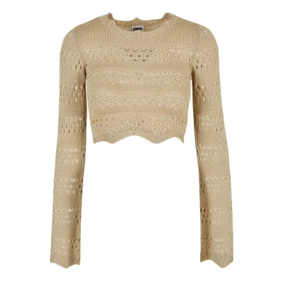 Afbeelding van Urban Classics Cropped Crochet Trui, Dames, Maat: Large, Softseagrass