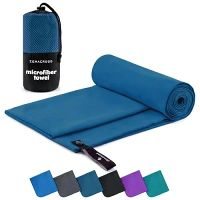 Afbeelding van Zenacross Microvezelhanddoek Compacte, sneldrogende en absorberende sporthanddoek Maat XS 50 x 30 cm Marineblauw