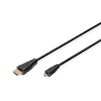 Afbeelding van DIGITUS HDMI High Speed aansluitkabel, type A 1,0m met Ethernetkanaal Full HD 1080p/60Hz compatibel TV/beamer/monitor vergulde contacten zwart