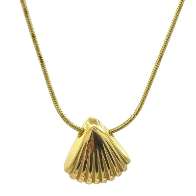 Afbeelding van Goudkleurige Damesketting met Schelp hangertje Goldplated Stainless Steel 40 + 5cm