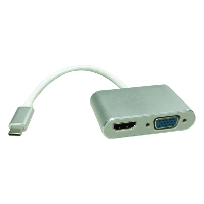 Afbeelding van ROLINE Beeldscherm Adapter USB Type C VGA + HDMI
