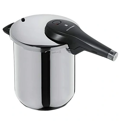 Afbeelding van WMF Perfect Premium snelkookpan, 8,5 l, Cromargan, van gepolijst roestvrij staal, 2 niveaus, all in one, draaiknop, inductie, vaatwasmachinebestendig, Ø 22 cm, zilver