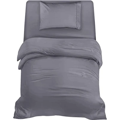 Afbeelding van Utopia Bedding Beddengoed set Geborsteld Microvezel Polyester Dekbedovertrek (135x200cm), Hoeslaken (90x190cm) met Kussensloop (50x75cm), Grijs