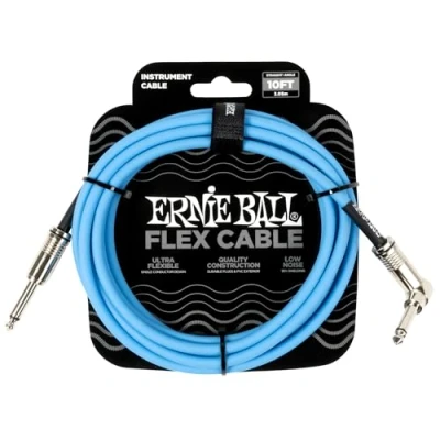 Afbeelding van Ernie Ball 6464 Flex 3 meter instrumentkabel blauw haaks recht