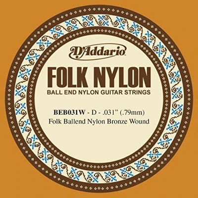 Afbeelding van D&#039;Addario BEB031W Folk Nylon Gitaar Enkele String, Brons Wond, Ball End, 031